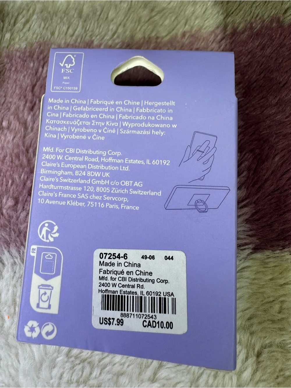 Claire's Purple Phone Ring Holder